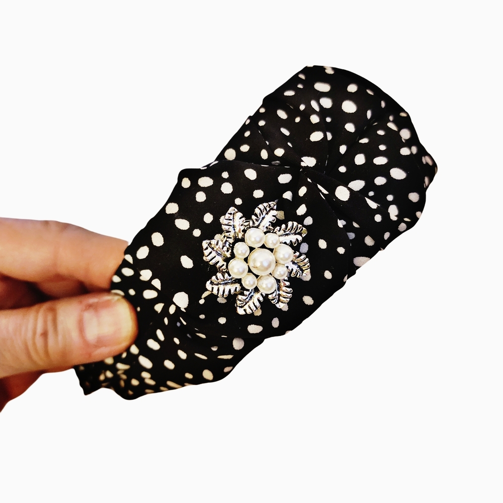 2FOR$30 - Elegant Black and White Polka Dot Headband